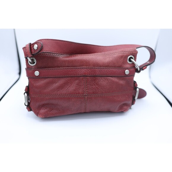 Vintage Fossil Long Live Red Pebbled Leather Shoulder Bag Boho Key Charm - Picture 7 of 12